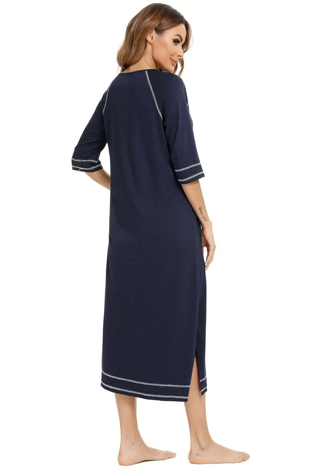 Elegant zip night dress with pockets - Love Salve